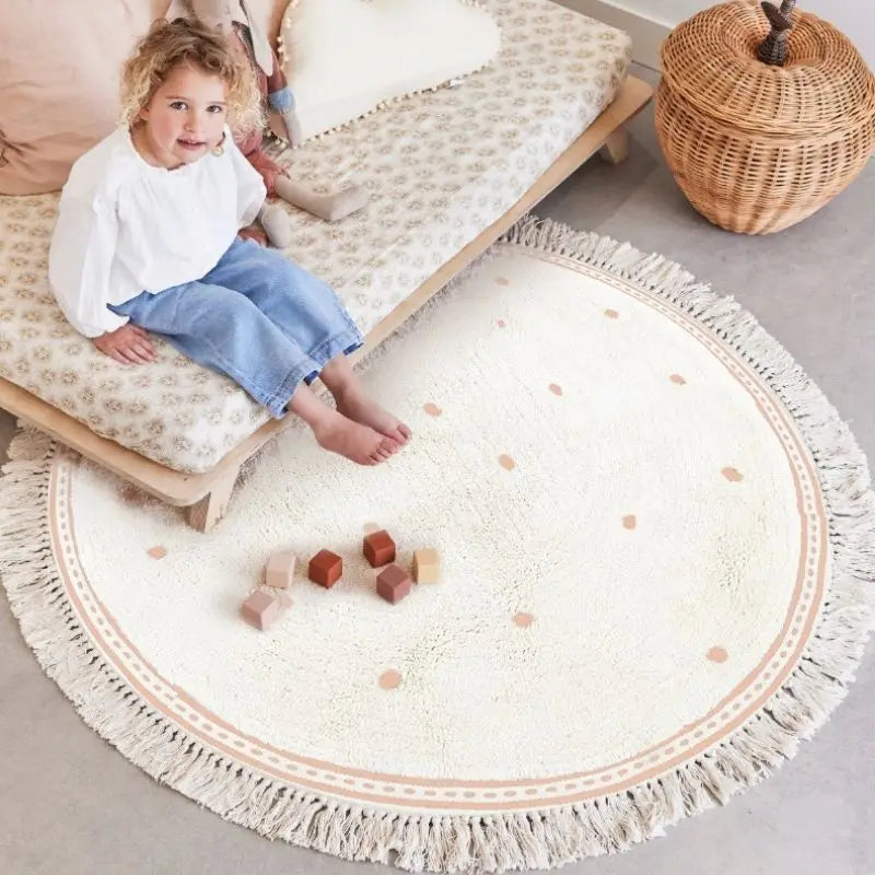 Dot Round Tassel Kids Rug