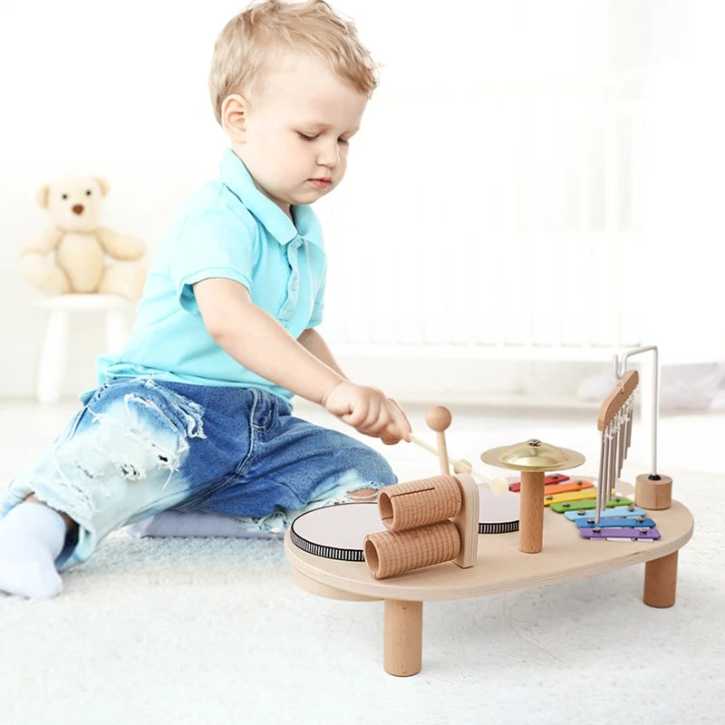 Multi-Instrument Wooden Music Table