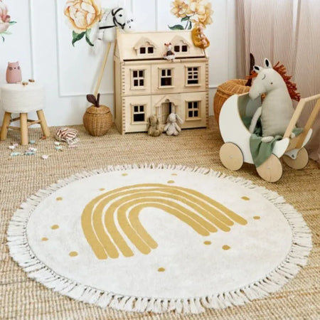 Round Tassel Kids Rug