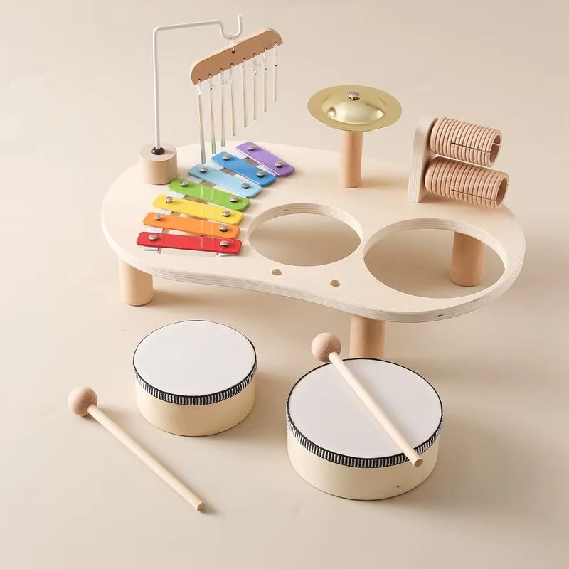 Multi-Instrument Wooden Music Table