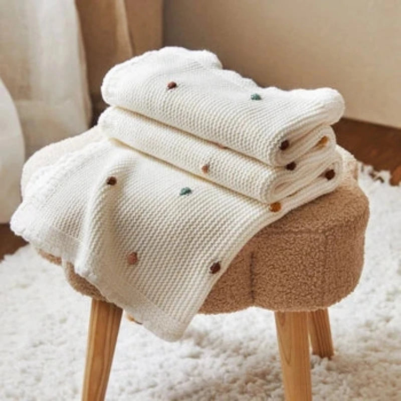 Dot Cotton Knitted Baby Blanket